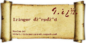 Izinger Árpád névjegykártya